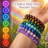 7-stykki Mala Bead Armband Chakra Set (armband fyrir hvert Chakra)