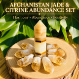 Afganistan Jade jafnvægi og sítrín gnægð sett