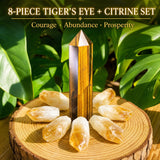 8-stykki Tiger's Eye + Citrine Sett