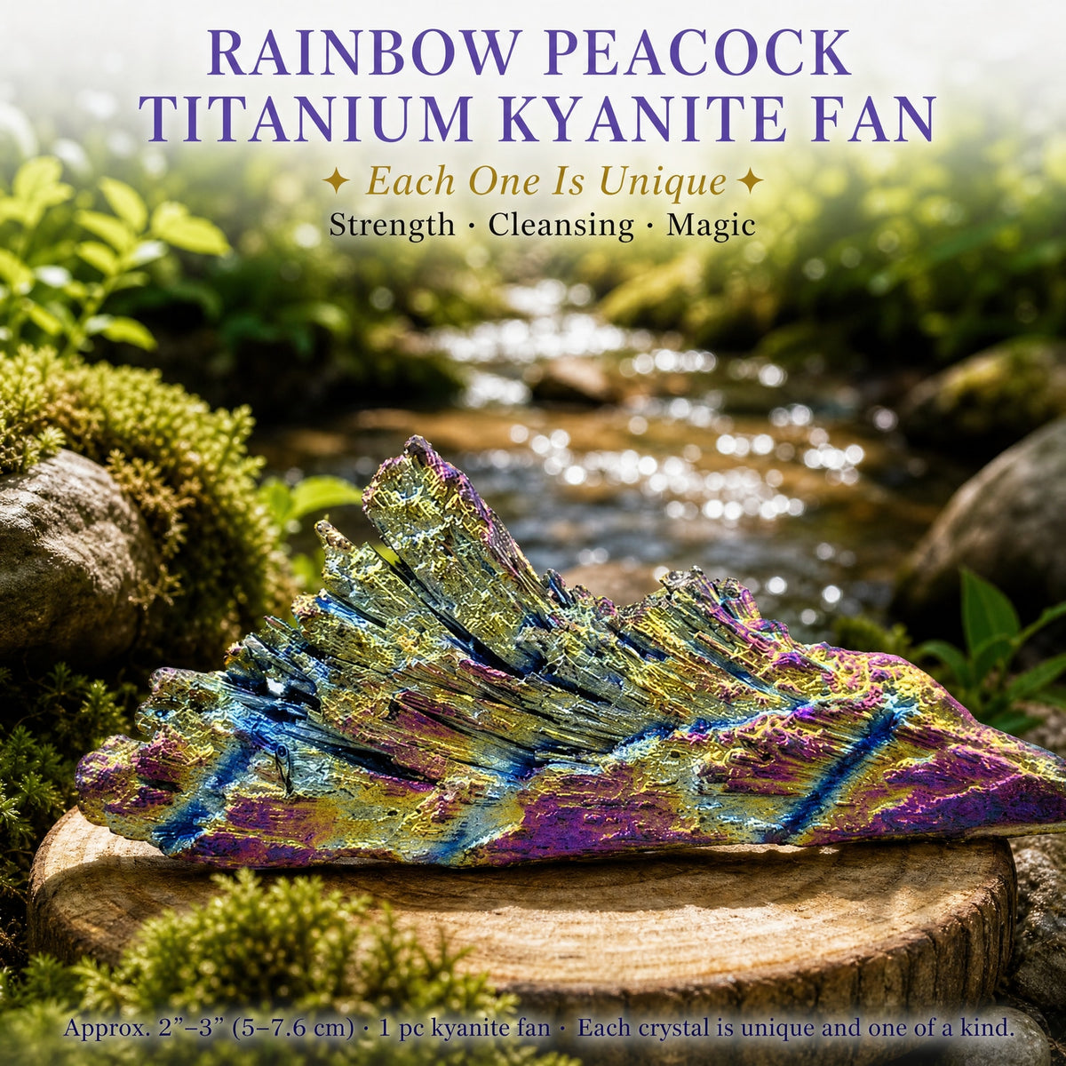 Éventail Rainbow Peacock Titanium Kyanite