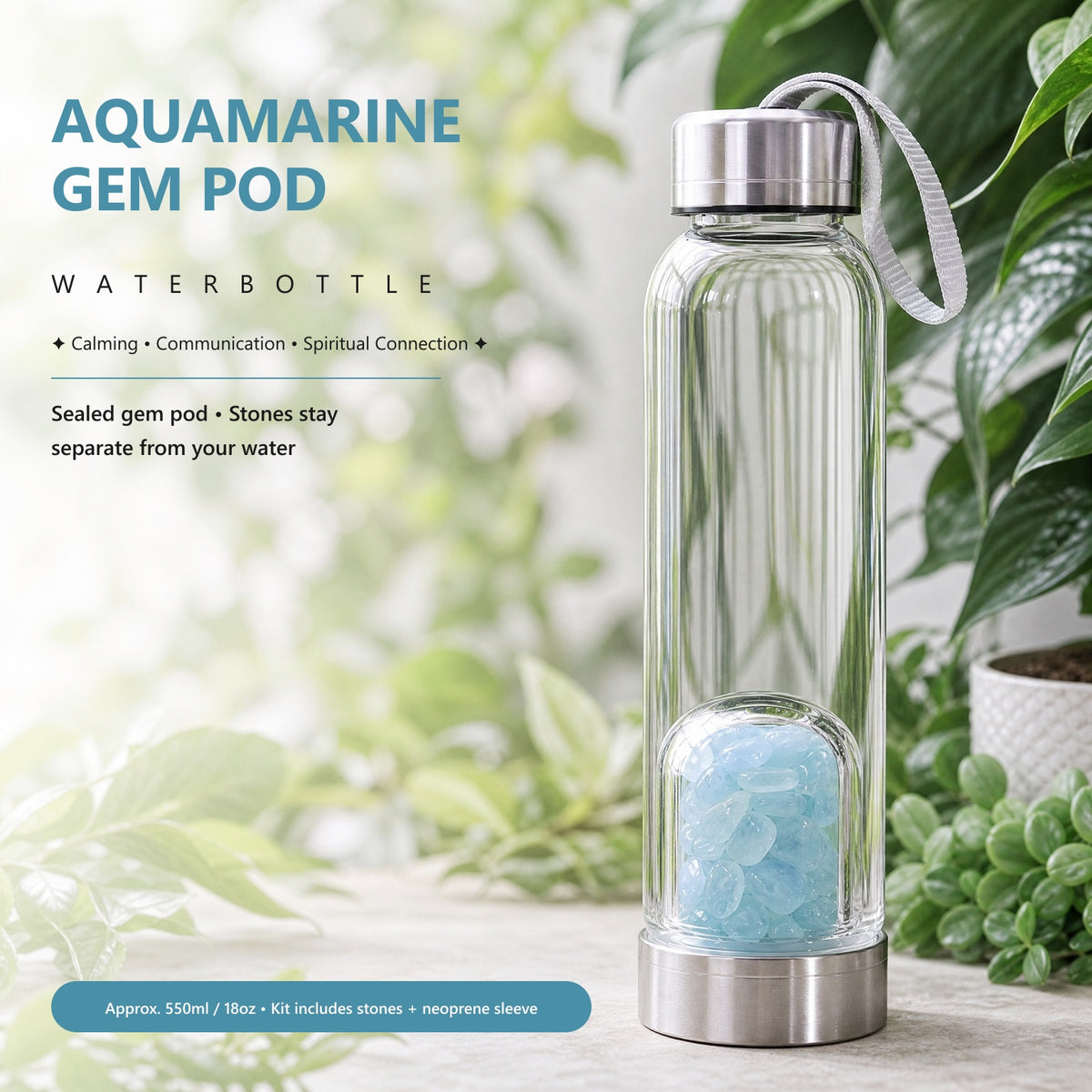 Bouteille d'eau Aquamarine Gem Pod 💧