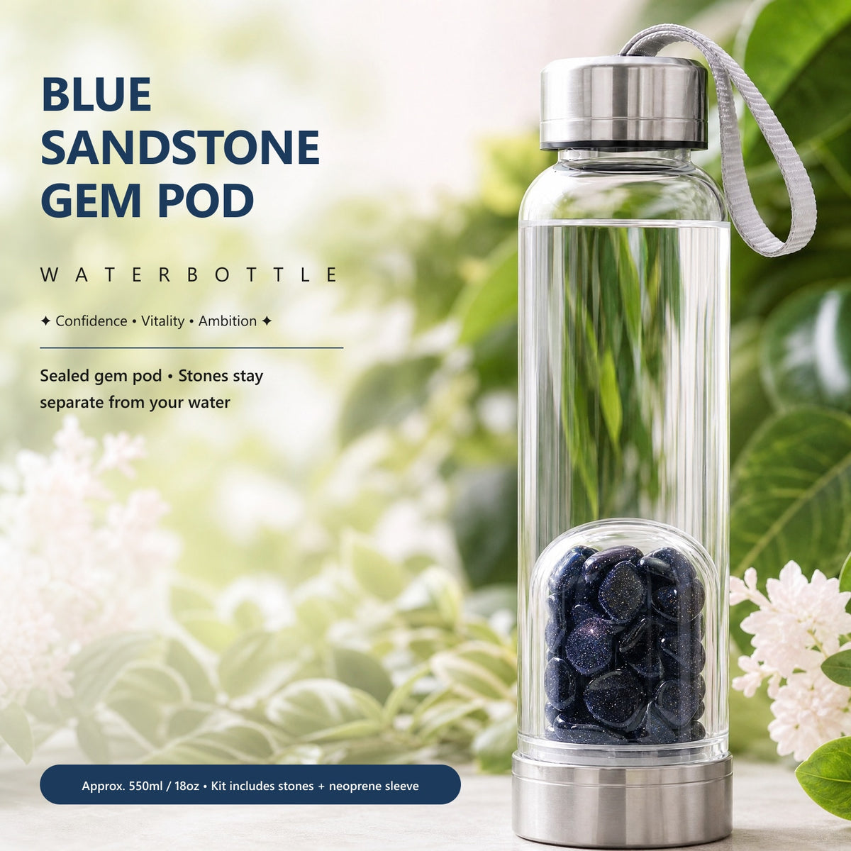 Blue Sandstone Gem Pod Water Bottle 💧