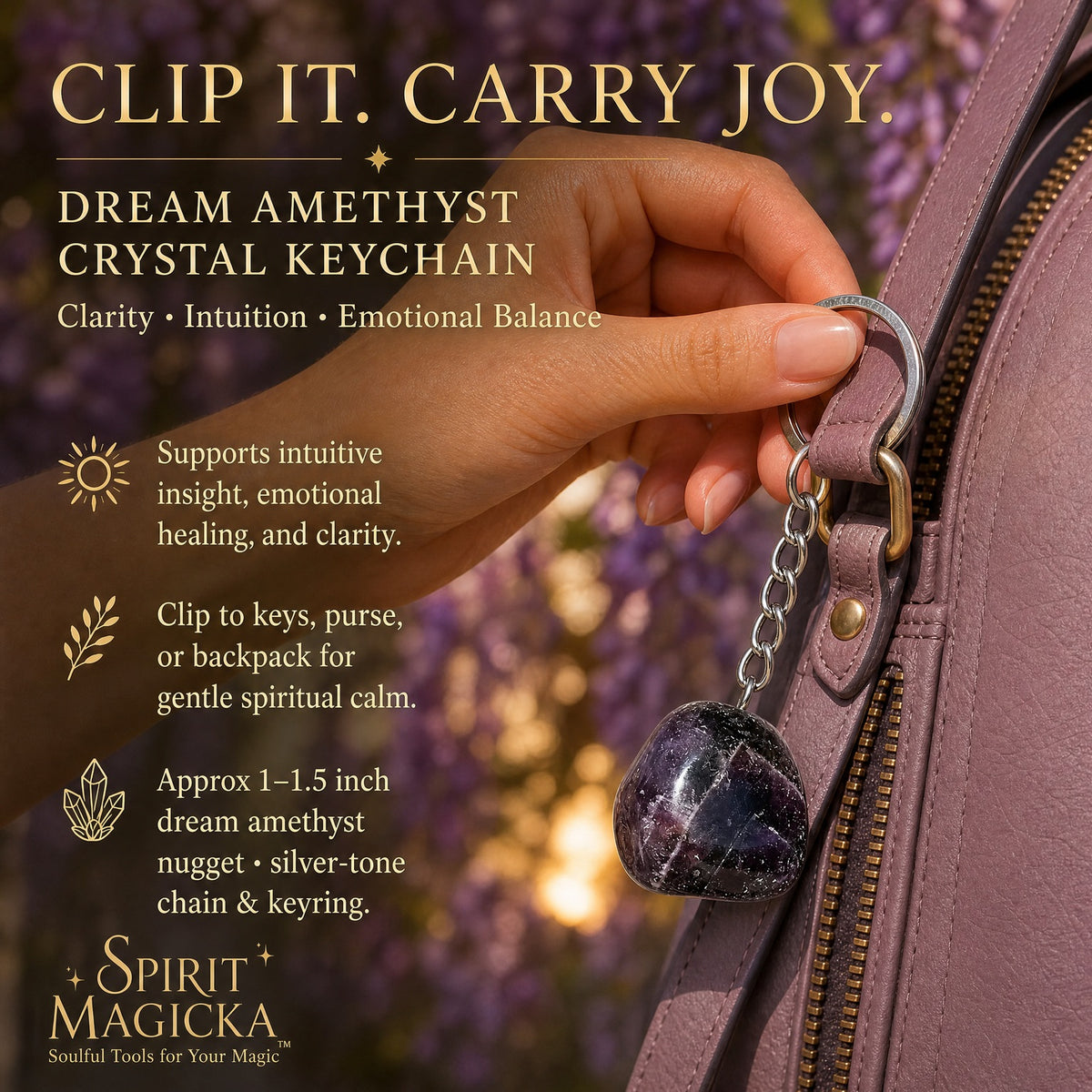 Dream Amethyst Crystal Keychain