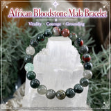 Mala African Bloodstone Bracelet With Velvet Pouch