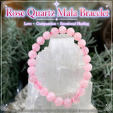 Mala Rose Quartz Armbånd Med Fløjlspose