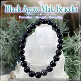 Mala Black Agate Armbånd Med Fløjlspose