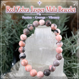 Mala Rød Zebra Jasper Armbånd Med Fløjlspose