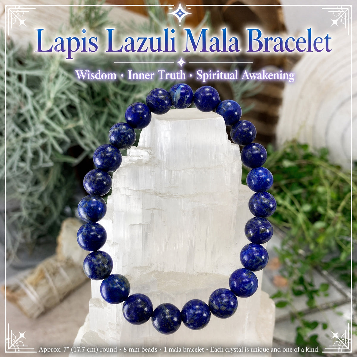 Mala Lapis Lazuli Bracelet With Velvet Pouch
