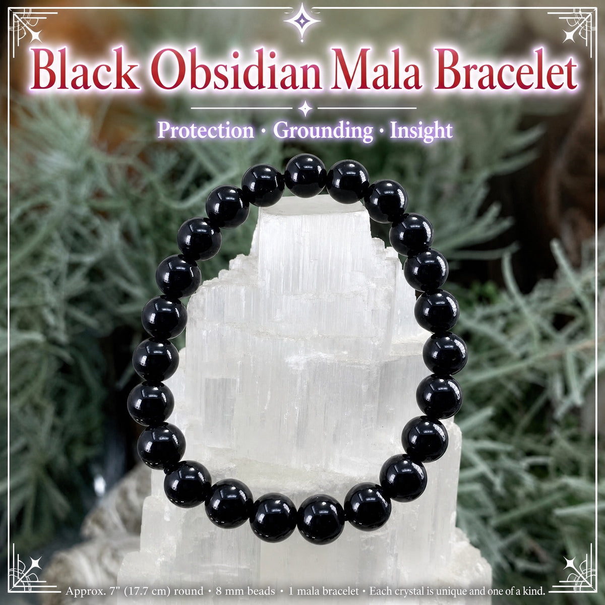 Mala Black Obsidian Bracelet With Velvet Pouch