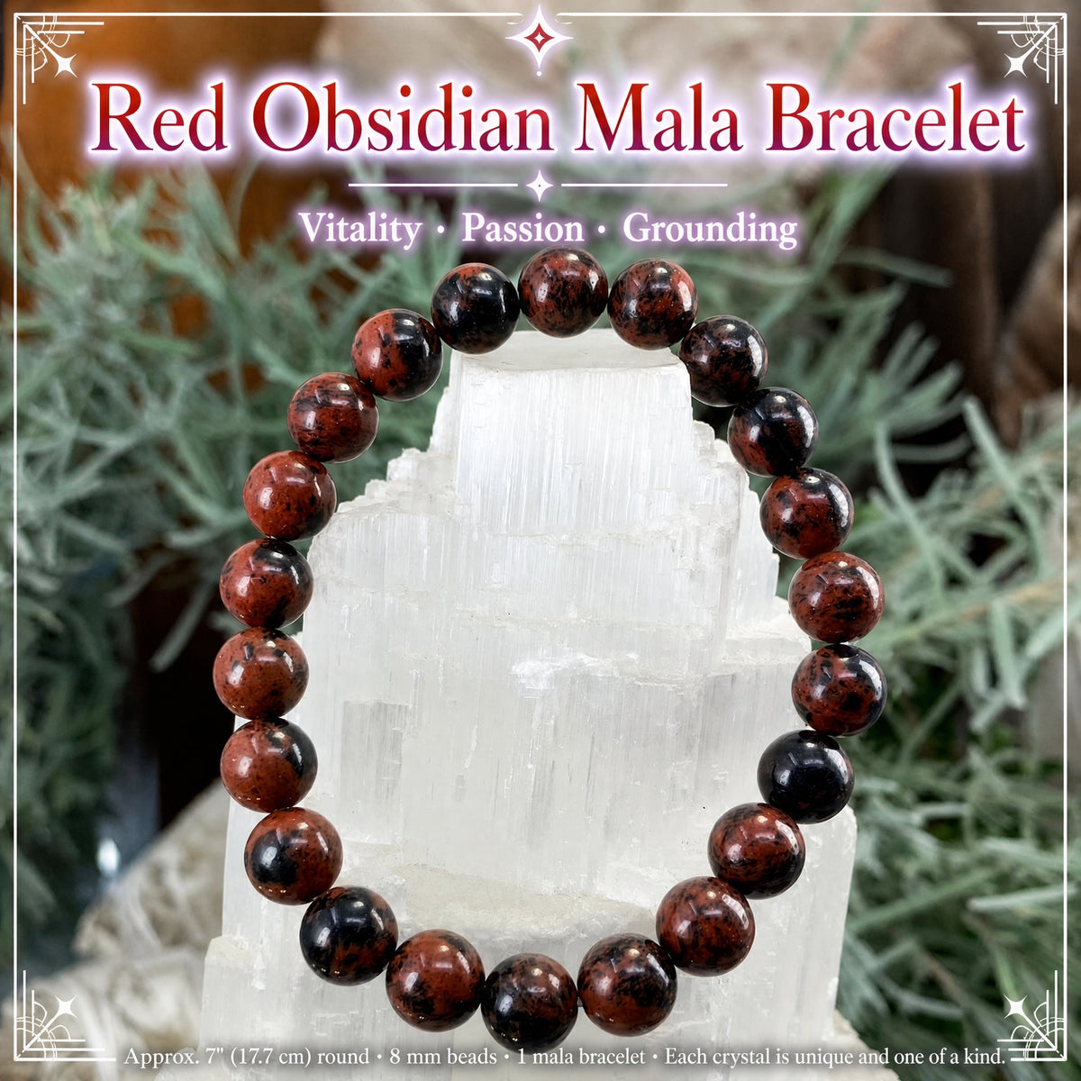 Mala Red Obsidian Bracelet With Velvet Pouch