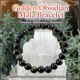 Mala gyldent obsidian armbånd med pose