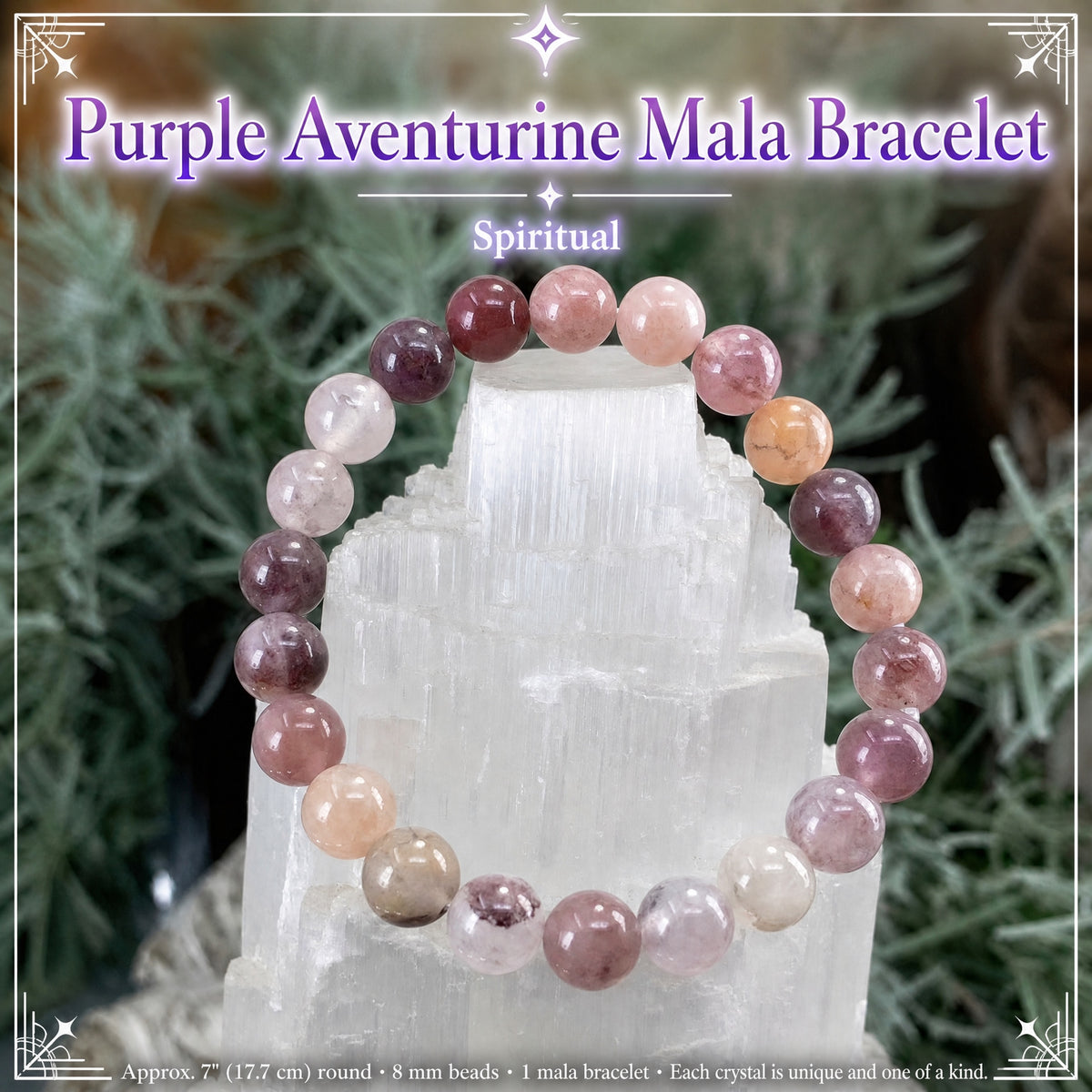 Mala Purple Aventurine Bracelet With Velvet Pouch