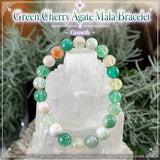 Mala Green Cherry Agate Armbånd med fløjlpose