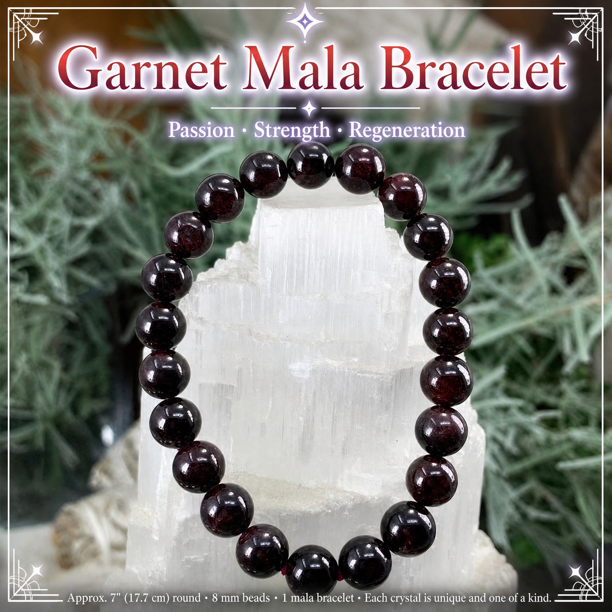 Mala Garnet Bracelet With Velvet Pouch