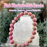 Mala Pink Rhodonite armbånd med fløjlspose