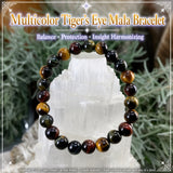 Mala Multicolor Tiger's Eye armbånd med fløjlpose