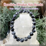 Mala Snowflake Obsidian armbånd med fløjlpose