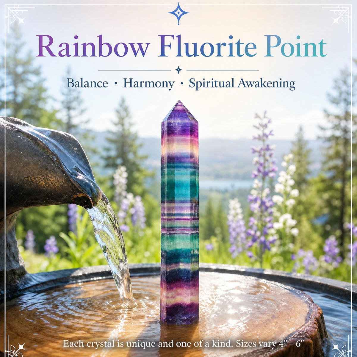 Pointe de fluorite arc-en-ciel
