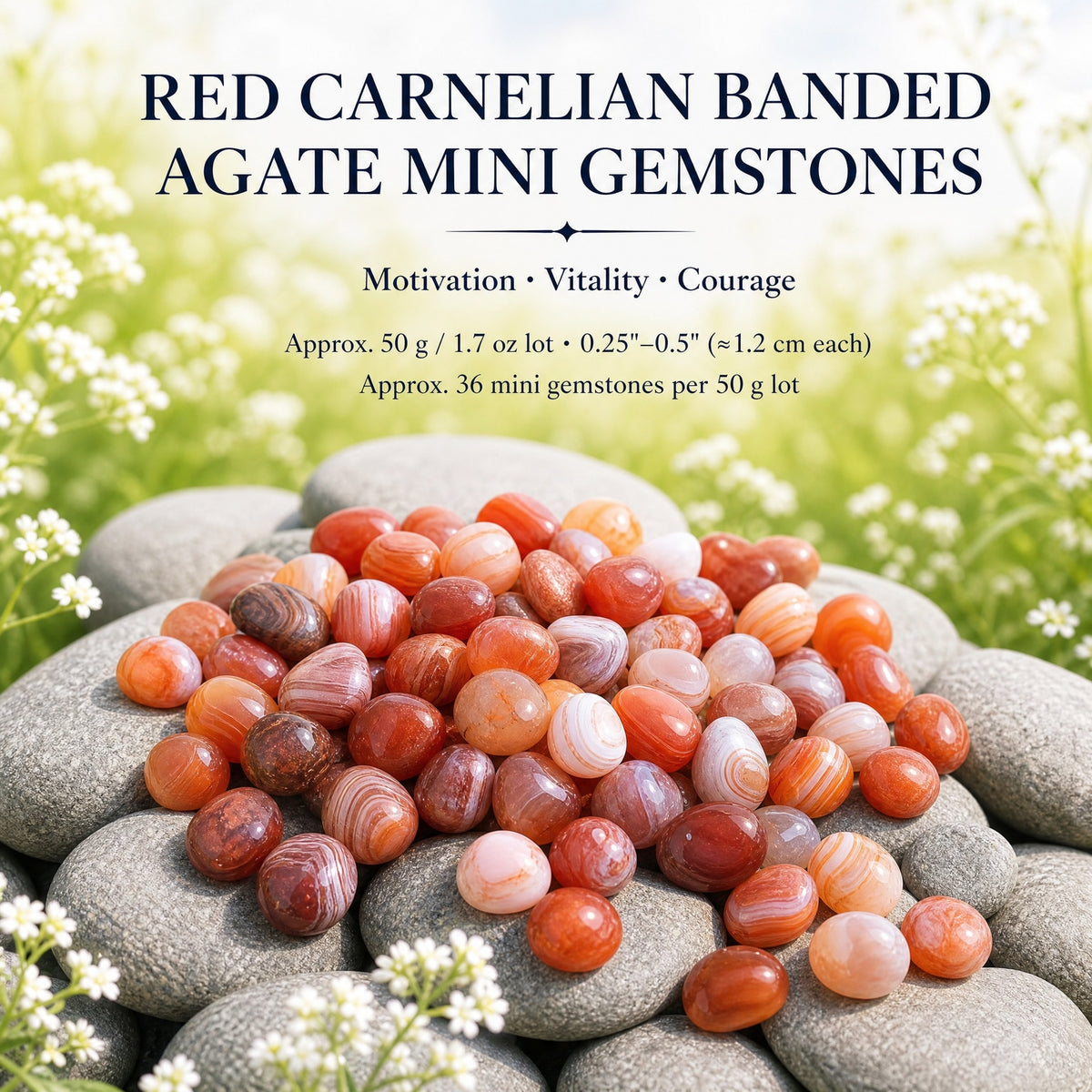 Mini pierres précieuses d'agate à bandes de cornaline rouge (lot de 50 grammes / 1,7 oz)