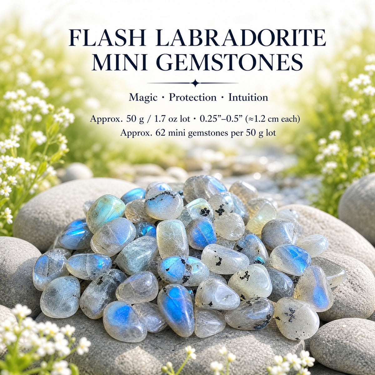 Flash Labradorite Mini pierres précieuses (lot de 50 grammes / 1,7 oz)