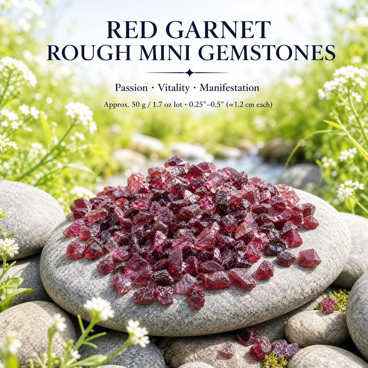 Mini pierres précieuses brutes de grenat rouge (lot de 50 grammes / 1,7 oz)