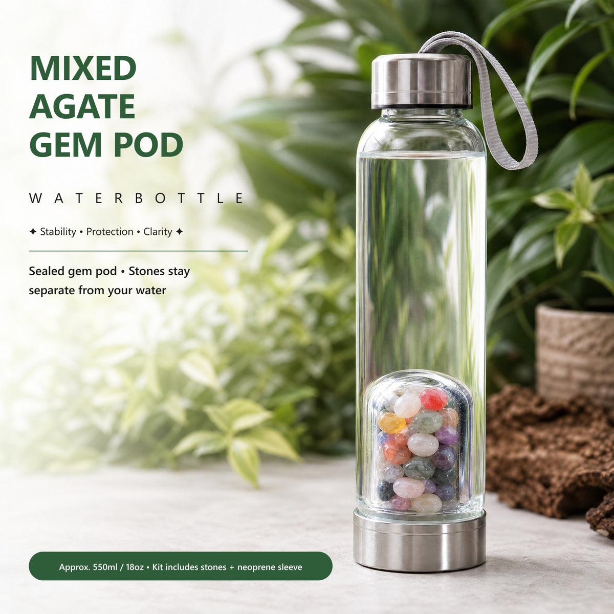 Bouteille d'eau mixte Agate Gem Pod 💧