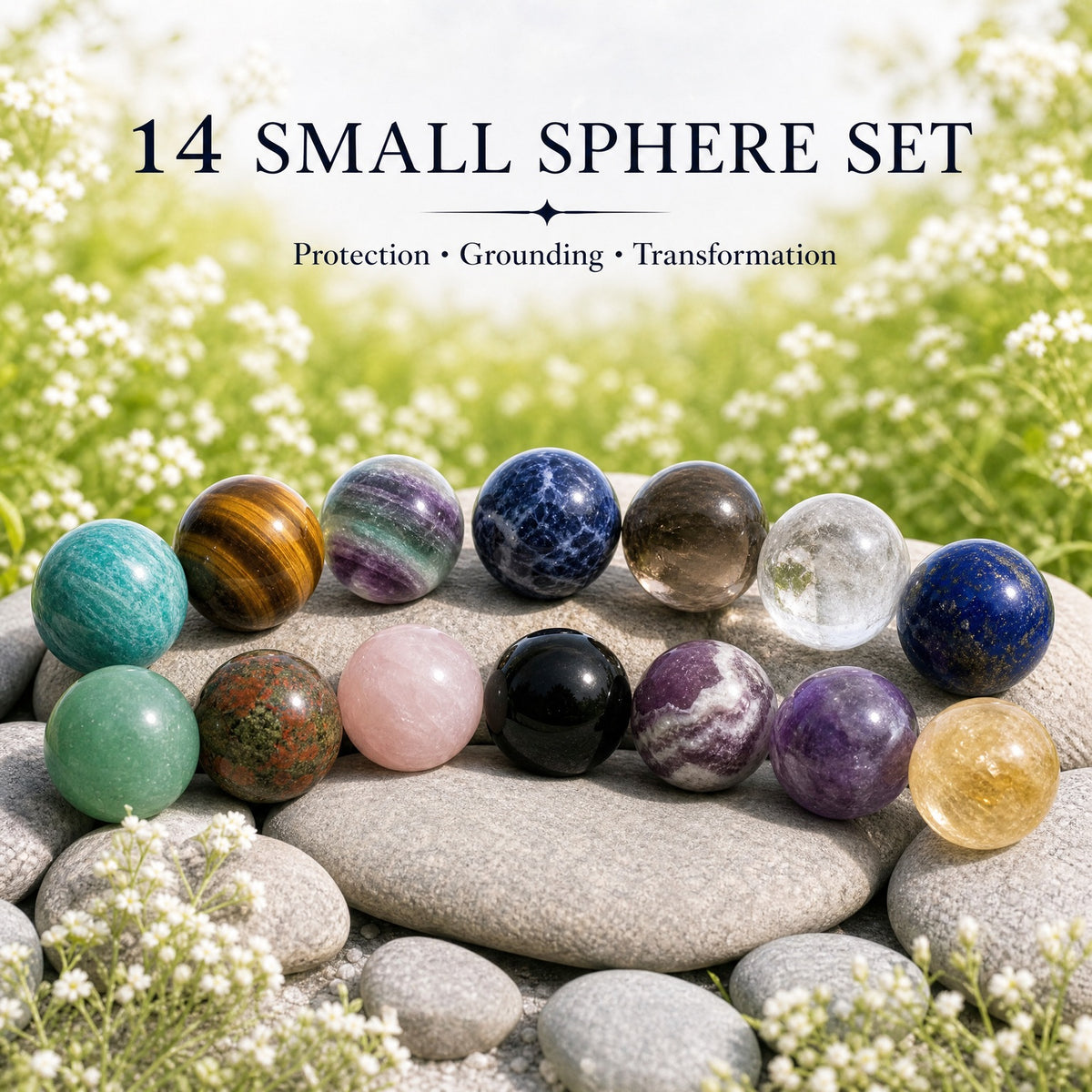 Ensemble de 9 boules de cristal