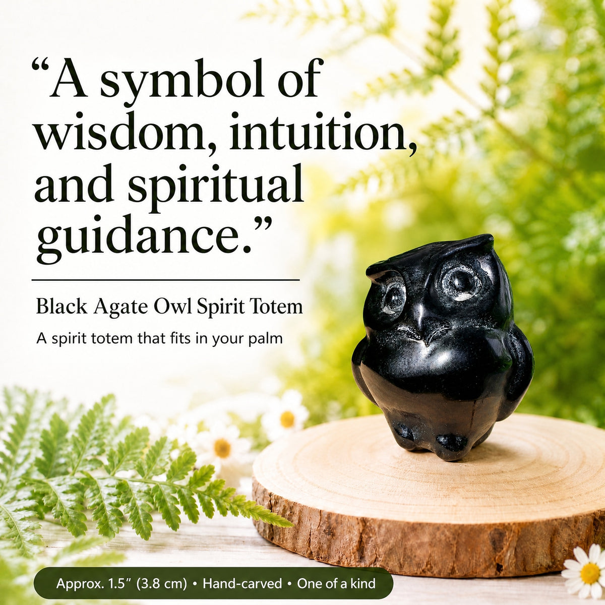 Crystal Animal Spirit Totems: Black Protection Agate Owl