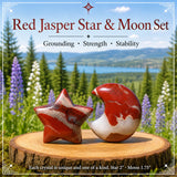 Red Jasper Star + Crescent Moon Set