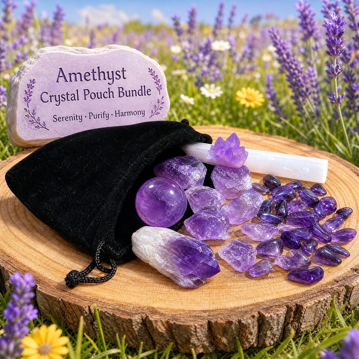Amethyst Crystal Pouch Bundle