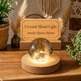 Lumière d'ambiance en cristal (sphère de quartz fumé-moyenne)