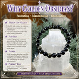 Mala gyldent obsidian armbånd med pose