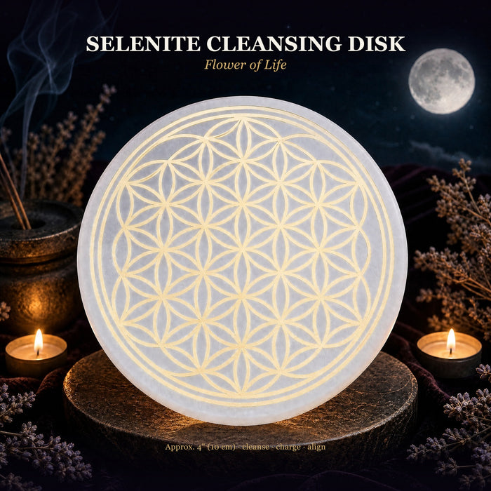 Disque Nettoyant Sélénite Fleur De Vie