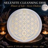 Selenit-Blume des Lebens Chakra-Ausrichtungs-Reinigungsscheibe
