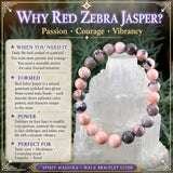 Mala Rød Zebra Jasper Armbånd Med Fløjlspose
