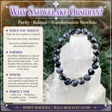 Mala Snowflake Obsidian armbånd med fløjlpose