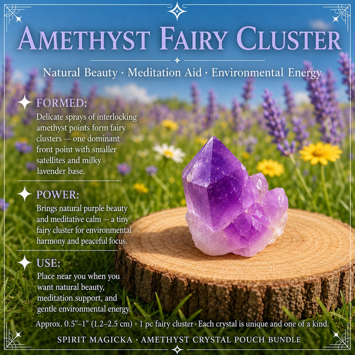 A small amethyst fairy cluster of interlocking purple points