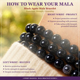 Mala Black Agate Armbånd Med Fløjlspose