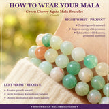 Mala Green Cherry Agate Armbånd med fløjlpose