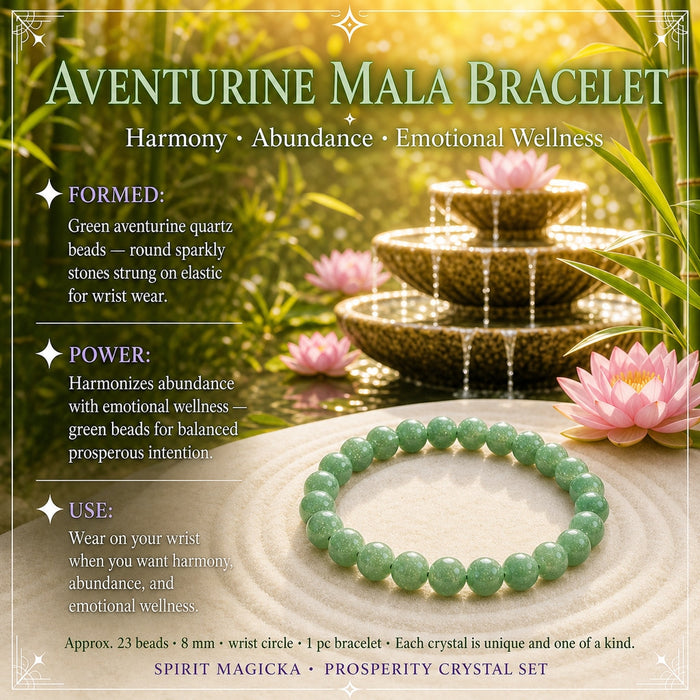 Green aventurine bead bracelet resting on raked sand