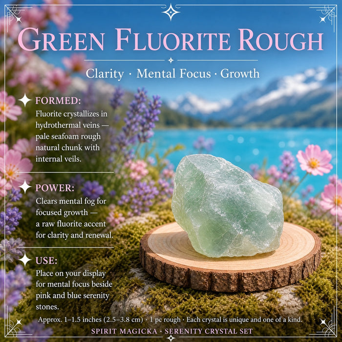 Rough seafoam-green fluorite chunk with soft inner veils