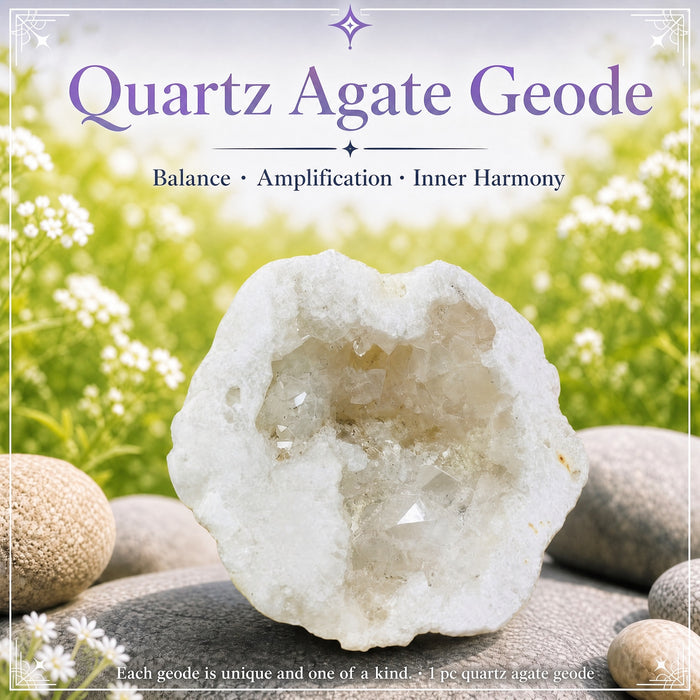 Quartz agate geode half