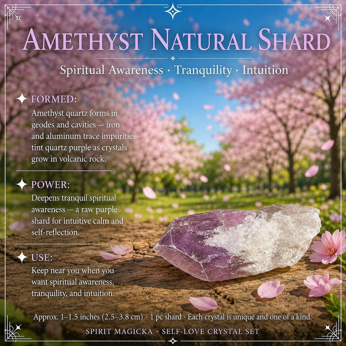 A raw purple amethyst shard
