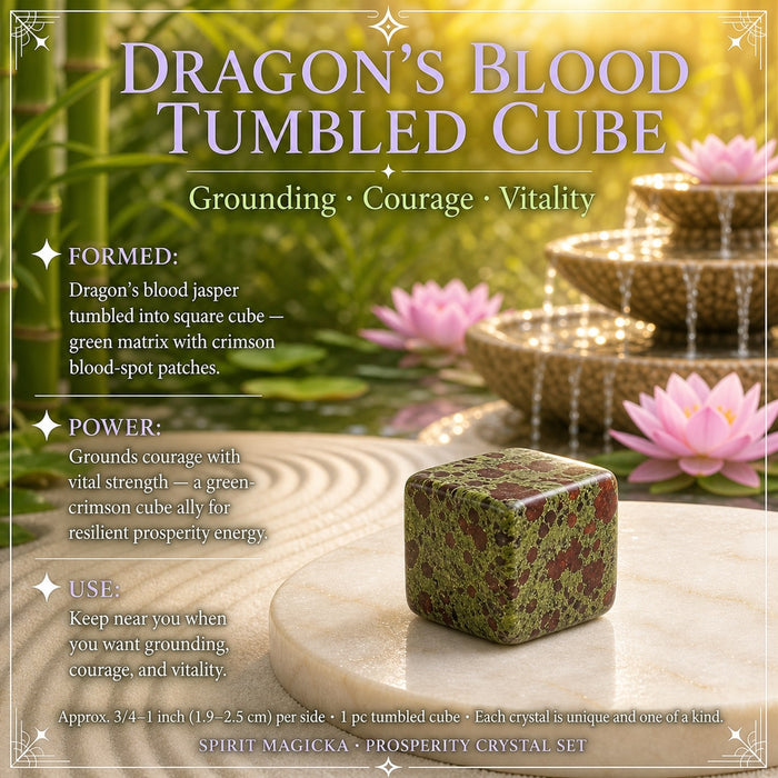 Dragon blood tumbled cube on a white stone tray