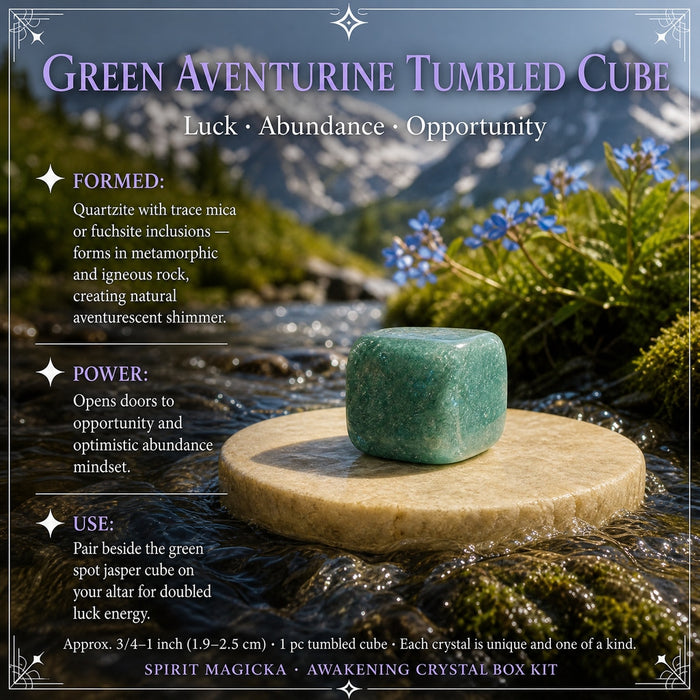 Smooth green aventurine tumbled cube