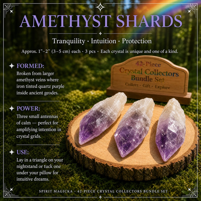 Three Amethyst shard points