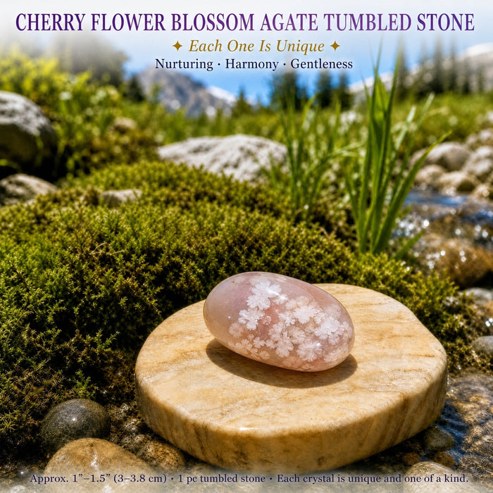 Cherry flower agate tumbled stone