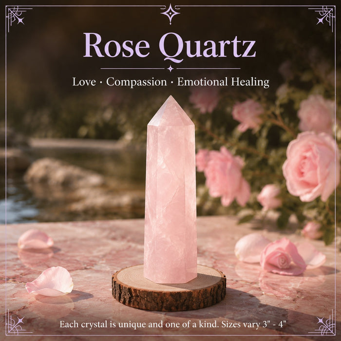 A pale pink rose quartz point among roses