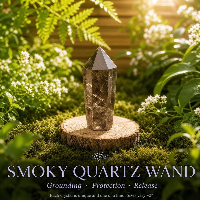Smoky brown quartz diamond-point wand
