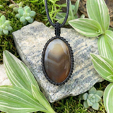 70% OFF Orca Agate Macramé Pendant Necklace